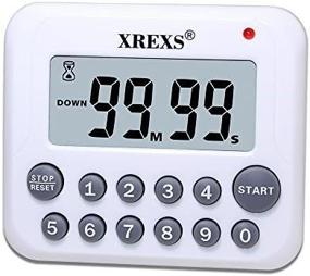 img 3 attached to XREXS Digital Kitchen Timer: Magnetic Countdown Up Timer Clock with ⏲️ Loud Alarm, Large Display, and Dual Power - White (Includes 2 Batteries)