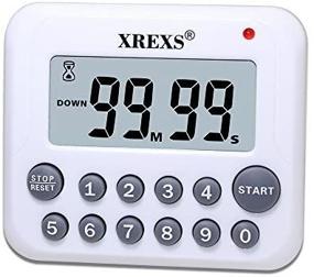 img 2 attached to XREXS Digital Kitchen Timer: Magnetic Countdown Up Timer Clock with ⏲️ Loud Alarm, Large Display, and Dual Power - White (Includes 2 Batteries)