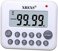 xrexs digital kitchen timer: magnetic countdown up timer clock with ⏲️ loud alarm, large display, and dual power - white (includes 2 batteries) logo