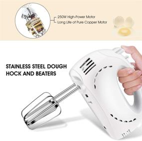 img 2 attached to 🔌 Efficient White Hand Mixer Electric by Cusinaid: 5-Speed Turbo Function, Beaters, Dough Hooks, and Storage Case Included