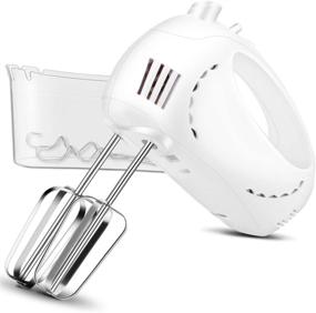 img 4 attached to 🔌 Efficient White Hand Mixer Electric by Cusinaid: 5-Speed Turbo Function, Beaters, Dough Hooks, and Storage Case Included