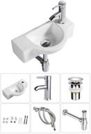 🚽 bathroom ceramic washbasin with faucet combo - small white wall mount sink set - chrome corner sink with pop-up drain included logo