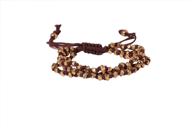 💫 exquisite richera three rows gold plated metal beads with knots and brown cotton cord - elegant and artistic design logo