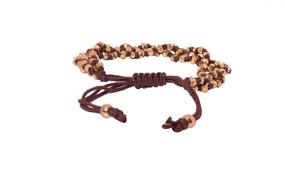 img 2 attached to 💫 Exquisite Richera Three Rows Gold Plated Metal Beads with Knots and Brown Cotton Cord - Elegant and Artistic Design