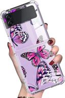 🦋 lsl case for samsung galaxy z flip 3 5g: butterflies clear cute design pattern, shockproof full body protection, wireless charging, slim phone cover logo