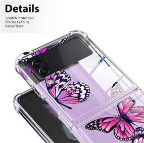 img 3 attached to 🦋 LSL Case for Samsung Galaxy Z Flip 3 5G: Butterflies Clear Cute Design Pattern, Shockproof Full Body Protection, Wireless Charging, Slim Phone Cover