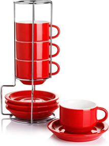 img 4 attached to Sweese 404 104 Porcelain Espresso Cups - Stackable for Space-saving Storage