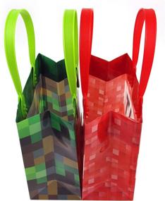 img 1 attached to 🎮 Pixel Miner Themed Party Favor Bags Treat Bags, 12 Pack - Perfect Loot Bags for Gamer-Themed Events!