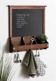 img 1 attached to 🏡 Enhance your Home Organization with Kate and Laurel Stallard Decorative Rustic Wood Organizer featuring Chalkboard, Convenient Pockets, and Key Hooks in Dark Walnut Brown