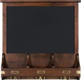 img 2 attached to 🏡 Enhance your Home Organization with Kate and Laurel Stallard Decorative Rustic Wood Organizer featuring Chalkboard, Convenient Pockets, and Key Hooks in Dark Walnut Brown