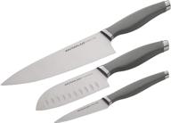 🔪 набор ножей rachael ray cutlery из японской нержавеющей стали: шеф, сантоку и обеднин, серый, с ножными. логотип