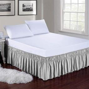 img 3 attached to 🛏️ Улучшите свою кровать с легко устанавливаемой и стильной серой юбкой на кровать размера Queen с глубиной 18 дюймов и трехсторонним покрытием!