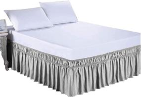 img 4 attached to 🛏️ Улучшите свою кровать с легко устанавливаемой и стильной серой юбкой на кровать размера Queen с глубиной 18 дюймов и трехсторонним покрытием!