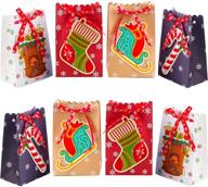 nimu 12-пакетов премиум дизайн крафт-бумажных подарочных коробок для подарков, конфет и печенья | разноцветные | многоразовые сумки с темой рождества | идеально подходят для праздничной упаковки | отличная закупка в prime. логотип