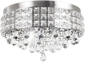 img 4 attached to 💎 Stunning Kira Home Gemma 15" Crystal Flush Mount Chandelier: Modern Chic Design with Dimmable 4-Light & Brushed Nickel Finish