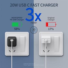 img 3 attached to Быстрый зарядка USB C мощностью 20 Вт - MOVESPEED PD настенное зарядное устройство для iPhone 13/12/11, Galaxy/Note, Pixel, iPad Pro