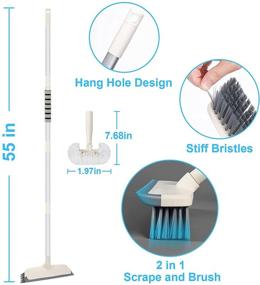 img 2 attached to Abealv 2-in-1 Floor Scrub Brush with Adjustable Long Handle - Perfect for Window Squeegeeing, Bathroom and Patio Cleaning