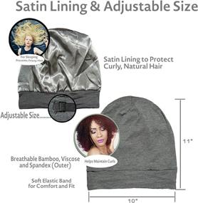 img 2 attached to Alexander Products Satin Lined Sleep Cap: Adjustable Bonnet Slouchy Beanie for Natural Curly Hair Women - Wake Up to Frizz-Free Tresses!