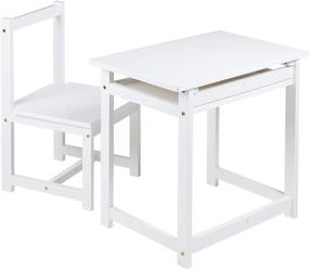 img 4 attached to 🪑 Amazon Basics Solid Wood Kids Desk and Chair Set: Stylish White Furniture for Study and Play