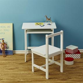 img 3 attached to 🪑 Amazon Basics Solid Wood Kids Desk and Chair Set: Stylish White Furniture for Study and Play