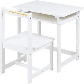 img 2 attached to 🪑 Amazon Basics Solid Wood Kids Desk and Chair Set: Stylish White Furniture for Study and Play