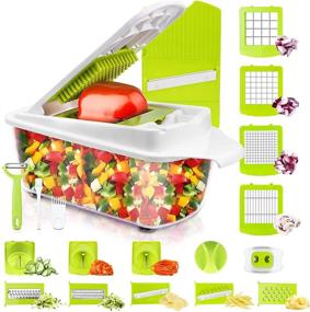 img 4 attached to 🥬 23 PCS Vegetable Chopper and Slicer Dicer for Kitchen | All-in-One Veggie Cutter and Salad Maker with Container