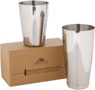 🍸 high-quality two-piece pro boston cocktail shaker set: unweighted 18oz & weighted 28oz martini drink shaker, stainless steel 304 logo