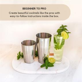 img 2 attached to 🍸 High-Quality Two-Piece Pro Boston Cocktail Shaker Set: Unweighted 18oz & Weighted 28oz Martini Drink Shaker, Stainless Steel 304