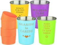 🥤 bapon organix stainless steel drinking cups with silicone sleeves for kids (4-pack) - stackable, durable, reusable - ideal for indoor & outdoor use with inspirational child-friendly sayings logo