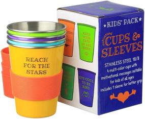 img 1 attached to 🥤 Bapon Organix Stainless Steel Drinking Cups with Silicone Sleeves for Kids (4-Pack) - Stackable, Durable, Reusable - Ideal for Indoor & Outdoor Use with Inspirational Child-Friendly Sayings