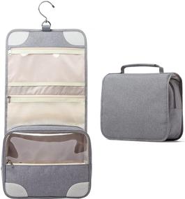 img 4 attached to 👝 Vorspack Grey Hanging Toiletry Bag - Large Travel Cosmetic Bag with Swivel Hook for Women