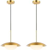 🔆 set of 2 baoden modern pendant lights - industrial hanging light with brushed brass finish, dome shades, and white globe glass lampshade - perfect lighting fixture for kitchen island, living room, and dining room logo