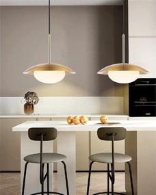 img 2 attached to 🔆 Set of 2 BAODEN Modern Pendant Lights - Industrial Hanging Light with Brushed Brass Finish, Dome Shades, and White Globe Glass Lampshade - Perfect Lighting Fixture for Kitchen Island, Living Room, and Dining Room