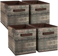 📦 sorbus foldable storage cube basket bin, rustic wood grain print, 4-pack (brown rustic bin) logo