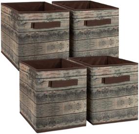 img 4 attached to 📦 Sorbus Foldable Storage Cube Basket Bin, Rustic Wood Grain Print, 4-Pack (Brown Rustic Bin)