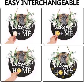 img 2 attached to 🚪 Interchangeable Welcome Sign - 10 LED Lights & 15 Seasonal Ornaments - Farmhouse Front Door Decor (Black Home, 12 inch)