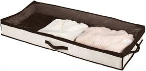 img 4 attached to mDesign Soft Fabric Under Bed Storage Organizer: Cream/Espresso Brown Holder Bag for Clothing, Accessories, and Boots