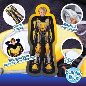 img 1 attached to 🐝 Transformers Blankie Tails Bumblebee: Double Sided Super Soft and Cozy Wearable Blanket for Kids