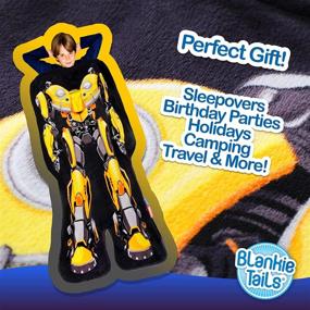 img 2 attached to 🐝 Transformers Blankie Tails Bumblebee: Double Sided Super Soft and Cozy Wearable Blanket for Kids