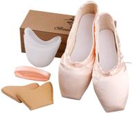 🩰 kukome pink satin ballet dance shoes with ribbon and toe pads for women logo