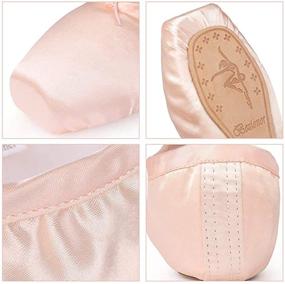 img 1 attached to 🩰 KUKOME Pink Satin Ballet Dance Shoes with Ribbon and Toe Pads for Women