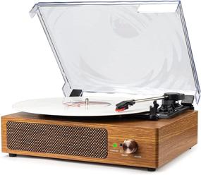 img 4 attached to Portable Wireless Vinyl Record Player Turntable - Orange Brown Phonograph with Built-in Stereo Speakers, 3-Speed Belt-Drive for Enhanced Sound Quality