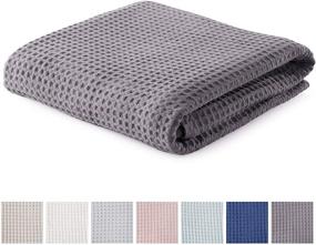 img 3 attached to 🔥 Premium Full/Queen Dark Grey Thermal Blanket: 100% Cotton Waffle Weave, Super Soft for Layering in Any Season - Mikala Collection