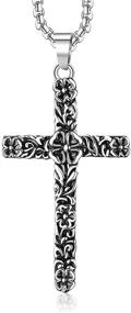 img 4 attached to Gospelle Necklace Silvery Carving Stainless