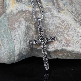 img 2 attached to Gospelle Necklace Silvery Carving Stainless