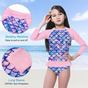 img 2 attached to 👙 FunnycoKid Girls Rash Guard Swimsuit Set - Long Sleeve 2-Piece Bathing Suit with UPF 50+ UV Protection, Ideal for Ages 2-8 Years