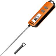 🔥 gdealer digital meat thermometer - instant read cooking candy food thermometer with long probe, backlight & calibration - ultra fast for kitchen bbq grill smoker oil fry temperature - orange logo