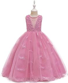 img 1 attached to Tulle Vintage Dresses for Little Girls - Flower 💐 Lace Pageant Wedding Evening Gown with Floor-Length for Dance Party