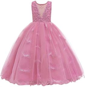 img 4 attached to Tulle Vintage Dresses for Little Girls - Flower 💐 Lace Pageant Wedding Evening Gown with Floor-Length for Dance Party