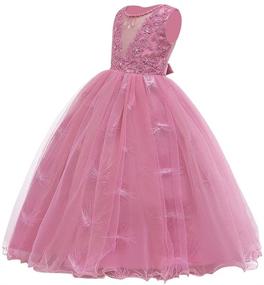 img 3 attached to Tulle Vintage Dresses for Little Girls - Flower 💐 Lace Pageant Wedding Evening Gown with Floor-Length for Dance Party